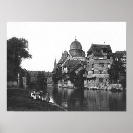 De synagoge te Nuremberg, c.1910 Poster (Voorkant)