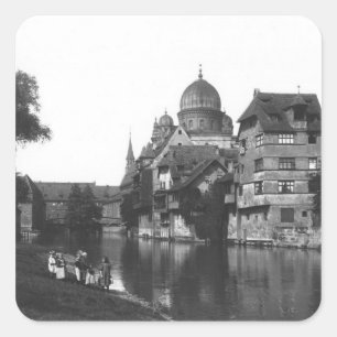 De synagoge te Nuremberg, c.1910 Vierkante Sticker