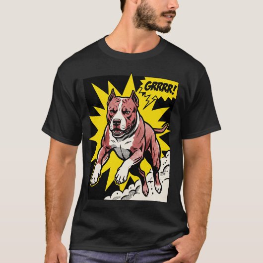 De Synthwave Pittie: Retro Neon Amerikaanse Pit Bu T-shirt (Voorkant)