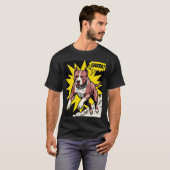 De Synthwave Pittie: Retro Neon Amerikaanse Pit Bu T-shirt (Voorkant volledig)