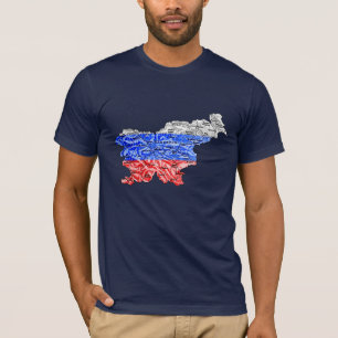 De T-shirt van de Kaart van Slovenië Flagcolor