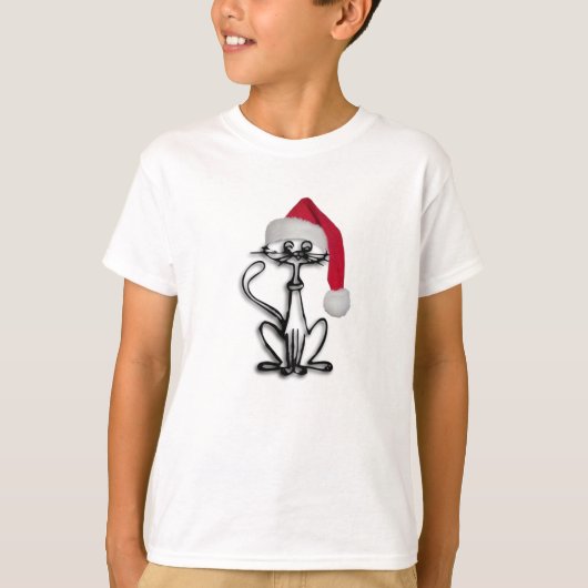 De T-shirt van het Kat van de kerstman (Voorkant)