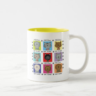 De T-shirts en de Giften van de Minnaar van de Kat Tweekleurige Koffiemok