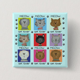 De T-shirts en de Giften van de Minnaar van de Kat Vierkante Button 5,1 Cm