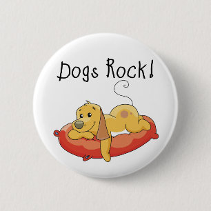 De T-shirts en de Giften van de Rots van honden Ronde Button 5,7 Cm