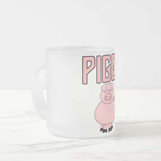 De T-shirts en de Giften van Piggy Matglas Koffiemok (Voorkant links)