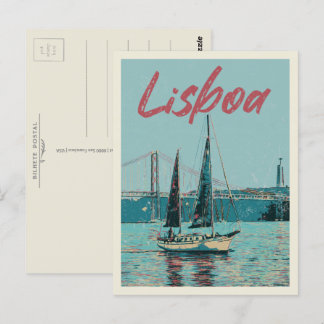 De Taag van Lissabon en de brug Portugal Briefkaart
