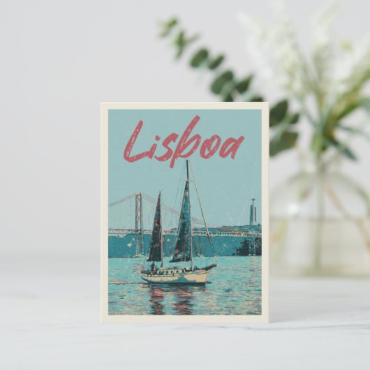 De Taag van Lissabon en de brug Portugal Briefkaart (Staand voorkant)