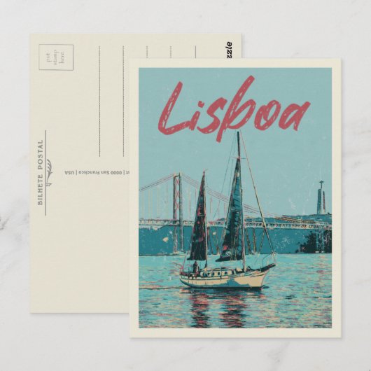 De Taag van Lissabon en de brug Portugal Briefkaart (Voorkant / Achterkant)