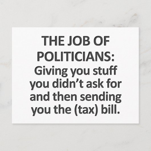 De taak van politici briefkaart (Voorkant)