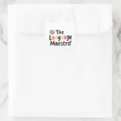 De Taal Meester Vierkante Sticker (Tas)