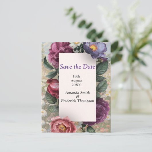 De taal van de bloemen aankondigingskaart (Staand voorkant)