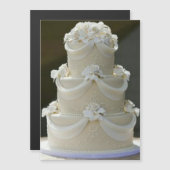 De taart van de bruiloft bewaart de datum magnetische uitnodiging (Voorkant / Achterkant)