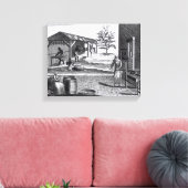 De tabaksfabriek in verschillende takken canvas afdruk (Insitu (Woonkamer))