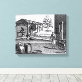 De tabaksfabriek in verschillende takken canvas afdruk (Insitu (Houten vloer))