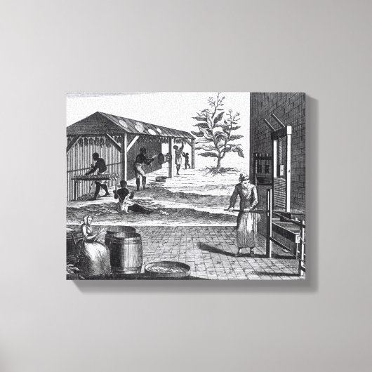 De tabaksfabriek in verschillende takken canvas afdruk (Voorkant)
