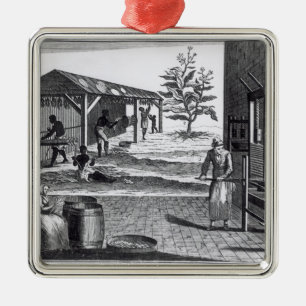 De tabaksfabriek in verschillende takken metalen ornament