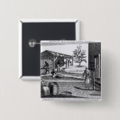 De tabaksfabriek in verschillende takken vierkante button 5,1 cm (Voorkant /achterkant)