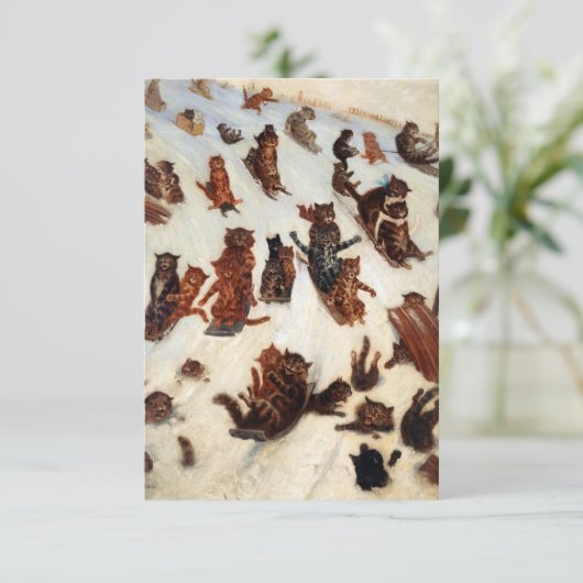 De Tabby Toboggan Club van Louis William Wain Informatiekaartje (Staand voorkant)