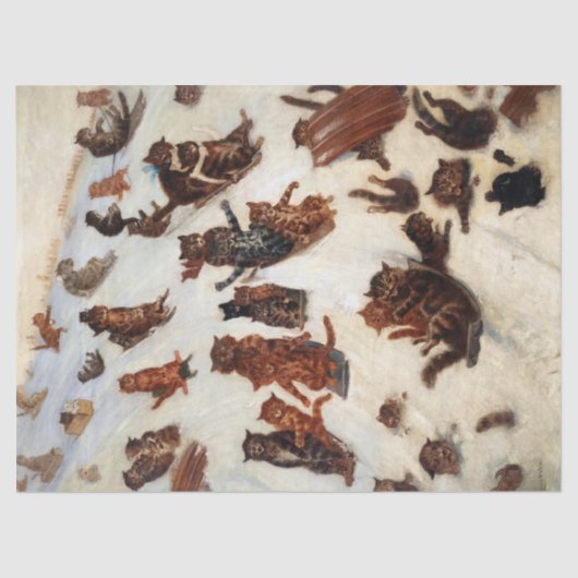 De Tabby Toboggan Club van Louis William Wain Tissuepapier (Voorkant)