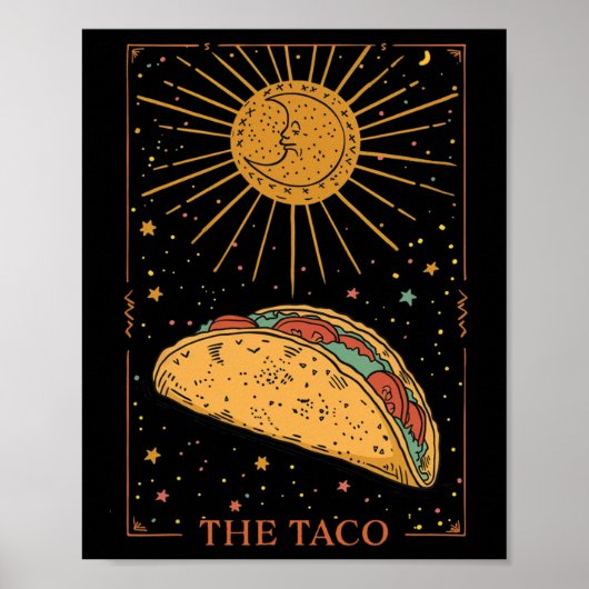 De Taco Cinco De Mayo Taco Tarotkaart Grappige Man Poster (Voorkant)