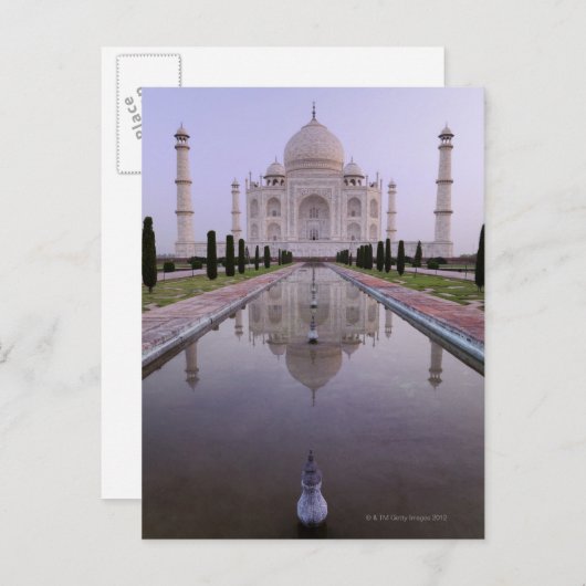 de Taj Mahal komt perfect tot uiting in de pool in Briefkaart (Voorkant / Achterkant)