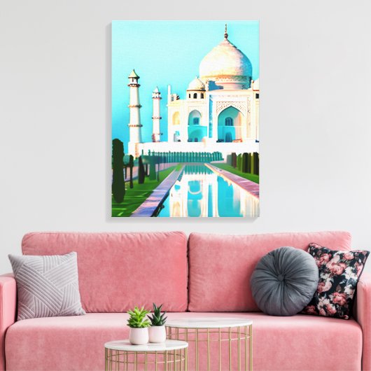 De Taj Mahal onder een Dawn Sky Canvas Afdruk (Insitu (Woonkamer))