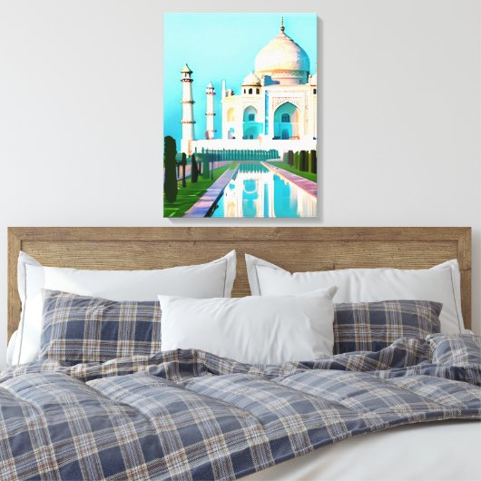 De Taj Mahal onder een Dawn Sky Canvas Afdruk (Insitu (Slaapkamer))