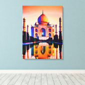 De Taj Mahal tegen een zonnehemel Canvas Afdruk (Insitu (Houten vloer))