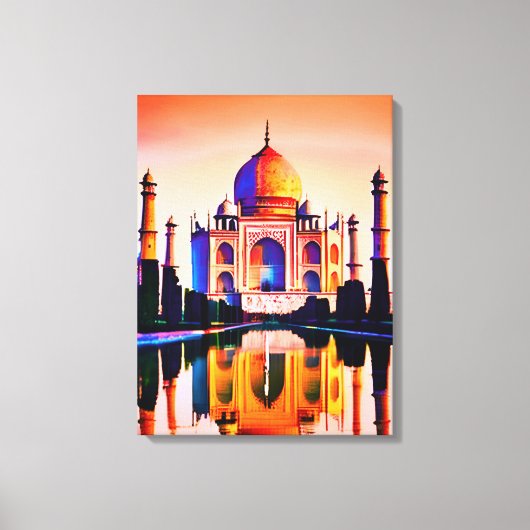 De Taj Mahal tegen een zonnehemel Canvas Afdruk (Voorkant)