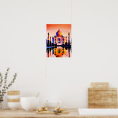 De Taj Mahal tegen een zonnehemel Poster (Keuken)