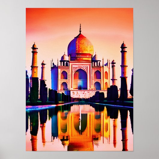 De Taj Mahal tegen een zonnehemel Poster (Voorkant)