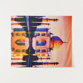De Taj Mahal tegen een zonnehemel Wandkleed (Voorkant (horizontaal))