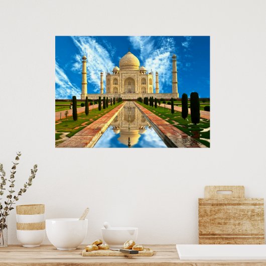 De Taj Mahal werpt de mooiste huizen op Poster (Keuken)