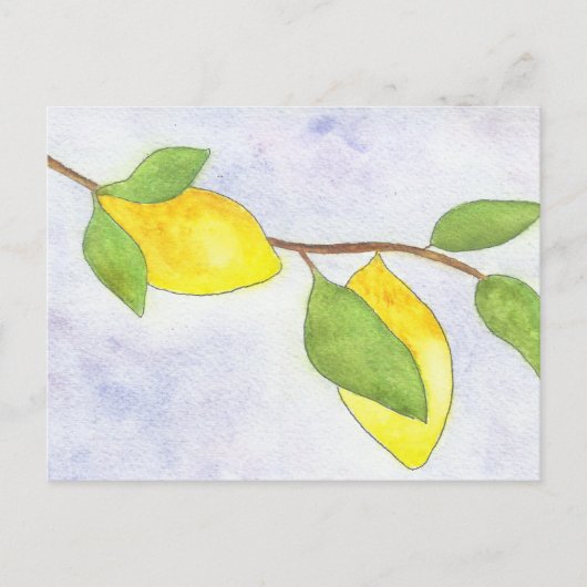 De Tak van de boom met Lemons en Bladeren in Water Briefkaart (Voorkant)