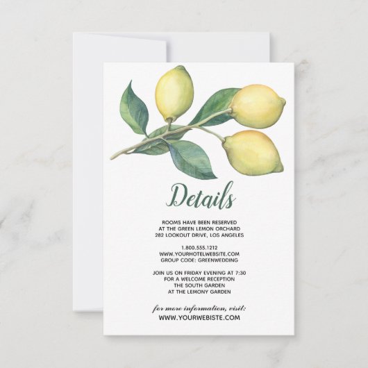 De tak van de citroenboom | Details voor bruilofts Kaart (Voorkant)