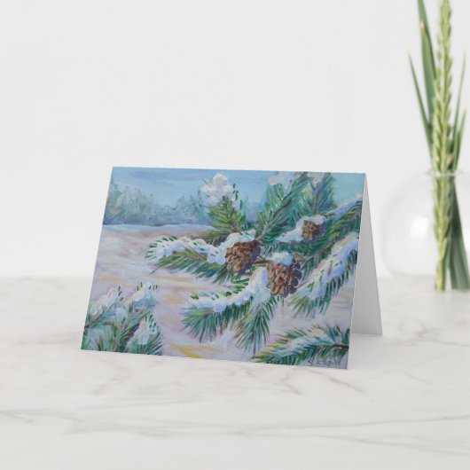 De takkaart van de pijnboom feestdagen kaart (Voorkant)