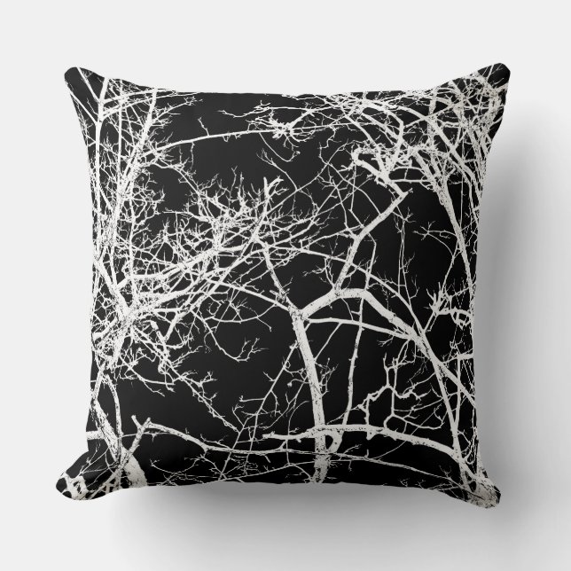 De takken van de boom op zwarte achtergrond kussen (Voorkant)