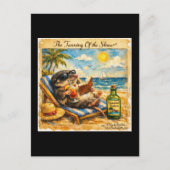 De Taming van de Feeks – Grappige Zomerstrand Illu Briefkaart (Voorkant)