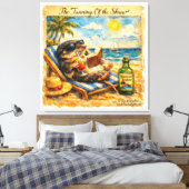 De Taming van de Feeks – Grappige Zomerstrand Illu Canvas Afdruk (Insitu (Slaapkamer))
