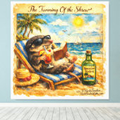 De Taming van de Feeks – Grappige Zomerstrand Illu Canvas Afdruk (Insitu (Houten vloer))
