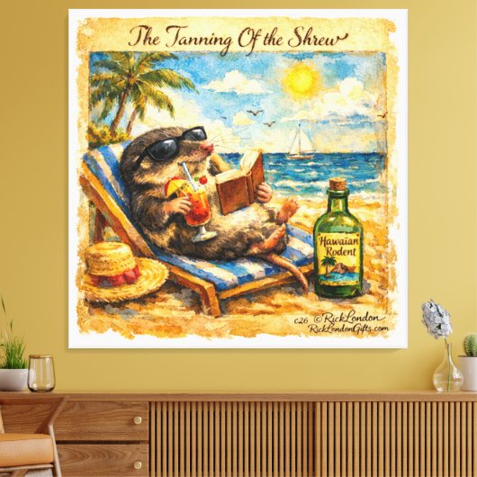 De Taming van de Feeks – Grappige Zomerstrand Illu Canvas Afdruk (Insitu (Woonkamer))