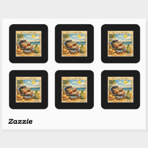 De Taming van de Feeks – Grappige Zomerstrand Illu Vierkante Sticker