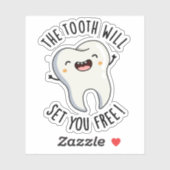 De tand zal je gratis grappige tandenstokers sticker (Vel)