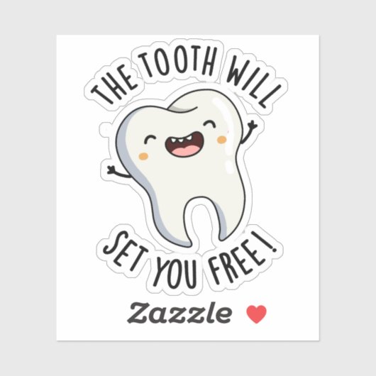 De tand zal je gratis grappige tandenstokers sticker (Vel)