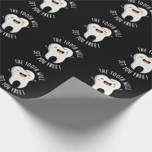 De tand zal je gratis tandheelkundige woordspeling cadeaupapier (Hoek)