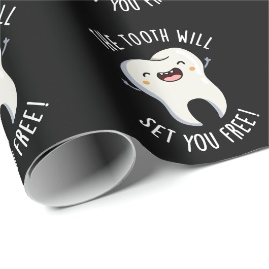 De tand zal je gratis tandheelkundige woordspeling cadeaupapier (Rol Hoek)