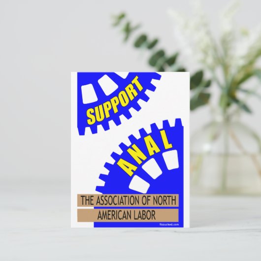 De tandwielen van de industrie hebben de werker om briefkaart (Staand voorkant)