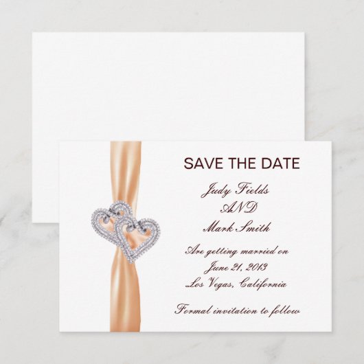 De Tangerine van de douane harten sparen de Kaart  (Voorkant / Achterkant)