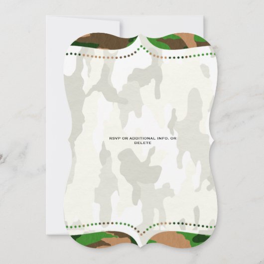 "De tante is over" Rustic Camo Couple's Shower Kaart (Achterkant)
